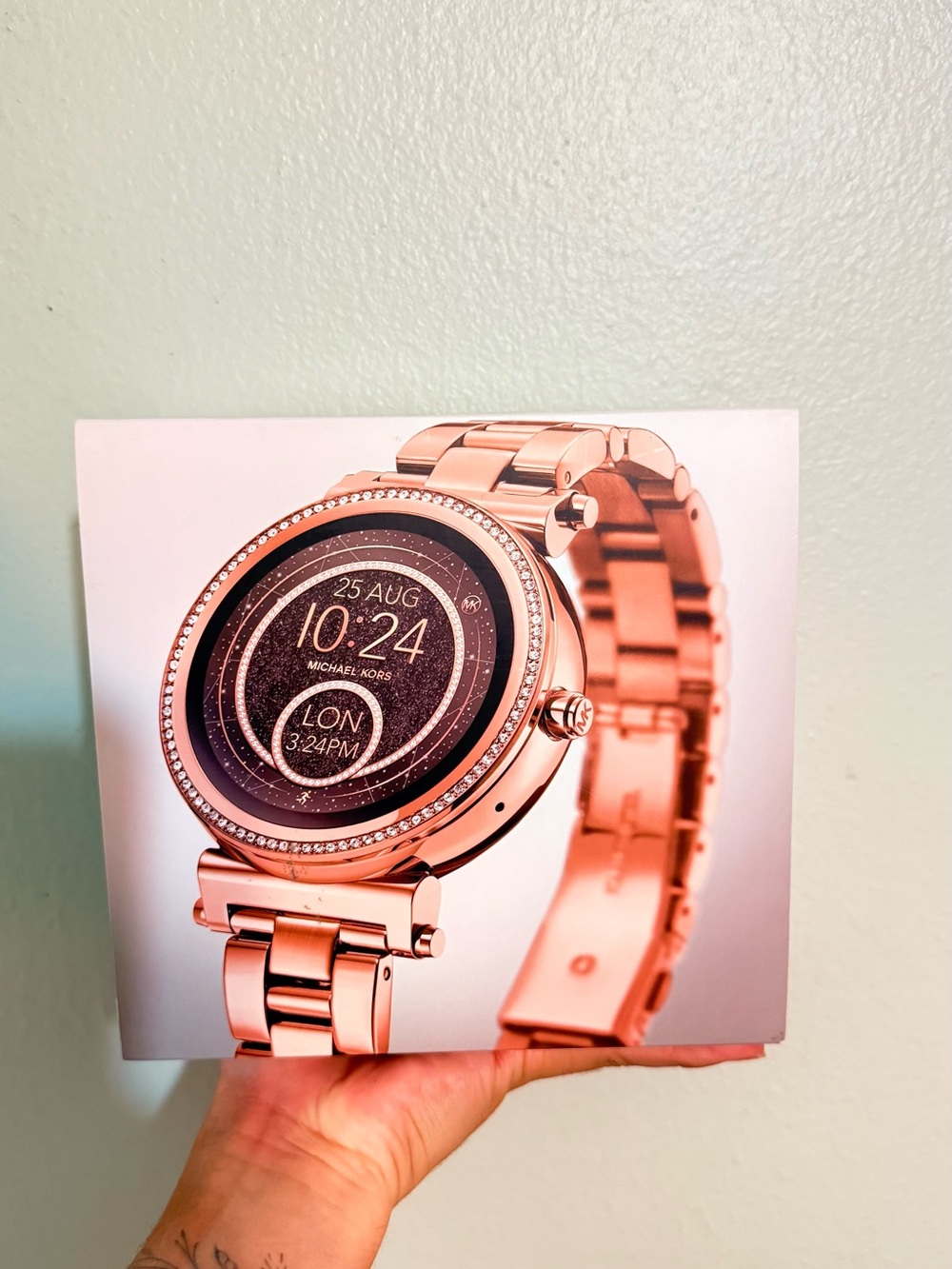 Michael Kors Rose Gold-tone Smartwatch with Crystal Bezel